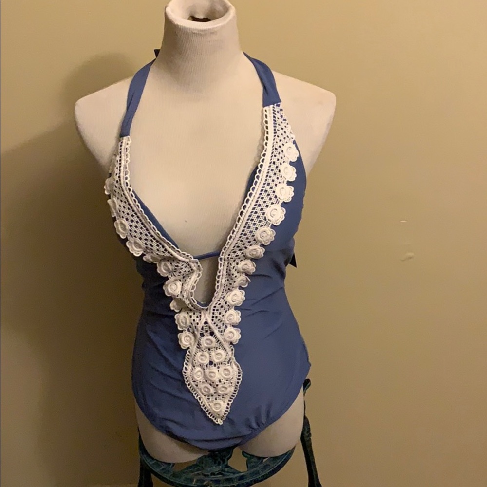 New one piece airy blue swim suit